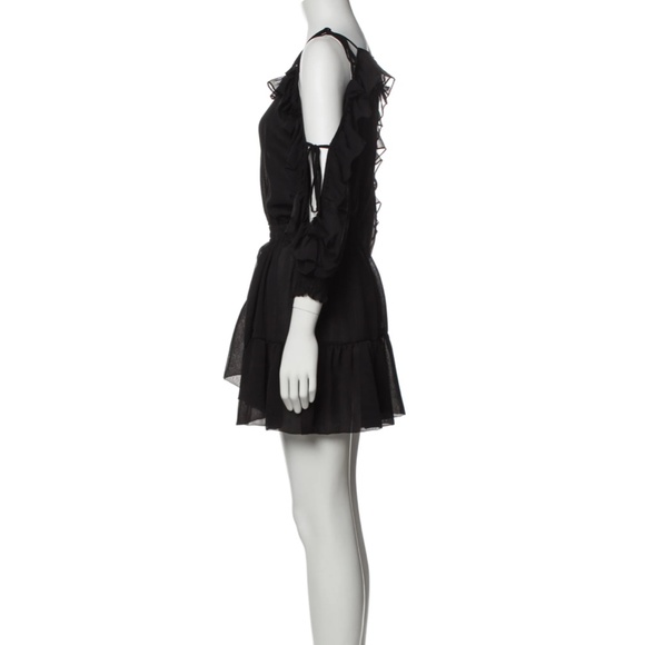 MISA Los Angeles  Black Chiffon Ruffle Off the Shoulder Mini Dress - Picture 2 of 12